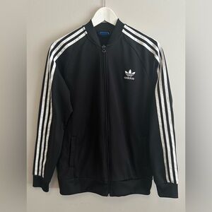 adidas Black Track Jacket with White Stripes